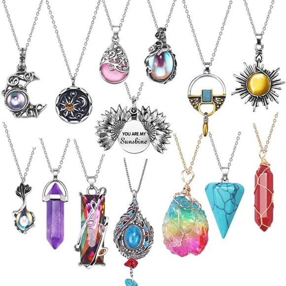 None Other - New Vintage Crystal Pendant Necklaces for Women Girls Chakra Healing Carnelian